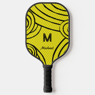NeonLine 1 Yellow Editable Name & Initials Pickleball Paddle