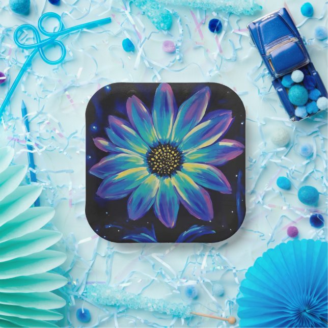 NeonWildFlower Paper Plate (Party)