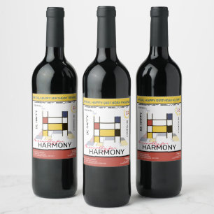 Neoplasticism Abstract Art Monogram. Letter H Wine Label