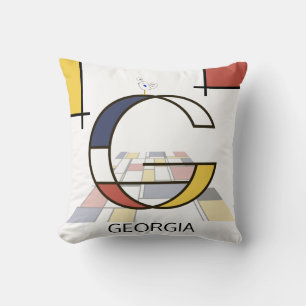 Neoplasticism Art Cool Monogram. Letter G Cushion