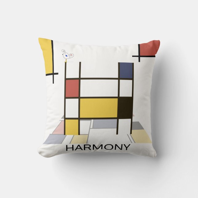 Neoplasticism Art Cool Monogram. Letter H Cushion (Front)