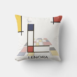 Neoplasticism Art Cool Monogram. Letter L Cushion