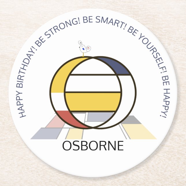 Neoplasticism Art Cool Monogram. Letter O Round Paper Coaster (Front)
