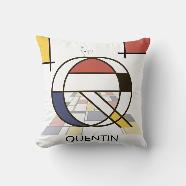 Neoplasticism Art Cool Monogram. Letter Q Cushion (Front)