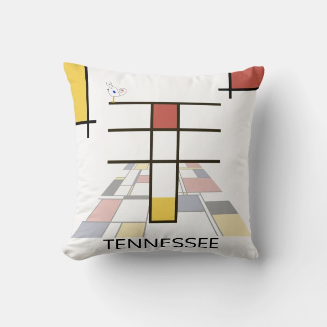 Neoplasticism Art Cool Monogram. Letter T Cushion (Front)