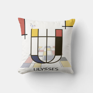 Neoplasticism Art Cool Monogram. Letter U Cushion