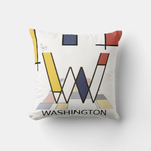 Neoplasticism Art Cool Monogram. Letter W Cushion