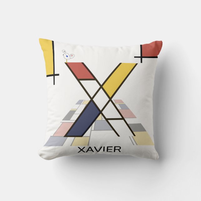 Neoplasticism Art Cool Monogram. Letter X Cushion (Front)
