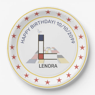 Neoplasticism Art Elegant Monogram. Letter L Paper Plate