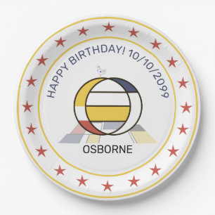 Neoplasticism Art Elegant Monogram. Letter O Paper Plate