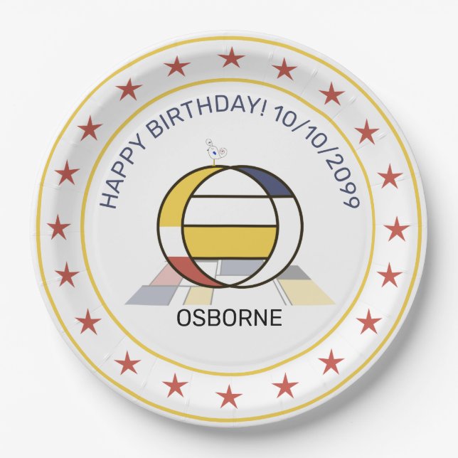 Neoplasticism Art Elegant Monogram. Letter O Paper Plate (Front)