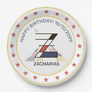 Neoplasticism Art Elegant Monogram. Letter Z Paper Plate