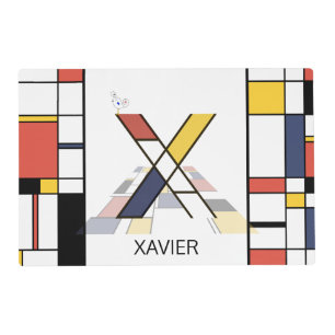 Neoplasticism Art Style Monogram. Letter X Laminated Place Mat