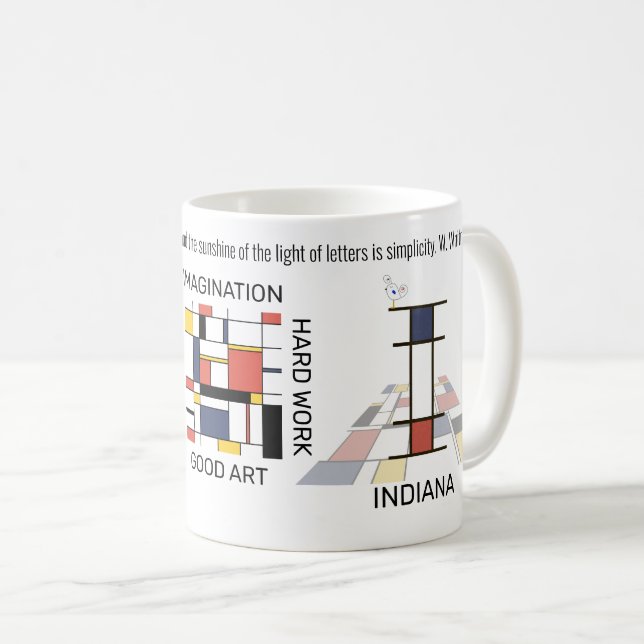 Neoplasticism Art Stylish Monogram. Letter I Coffee Mug (Front Right)