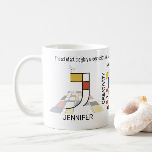 Neoplasticism Art Stylish Monogram. Letter J Coffee Mug