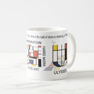 Neoplasticism Art Stylish Monogram. Letter U Coffee Mug