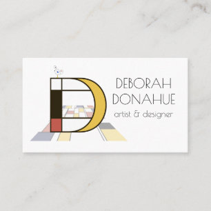 Neoplasticism style art monogram. Letter D Business Card