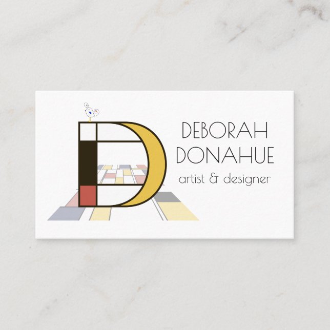 Neoplasticism style art monogram. Letter D Business Card (Front)