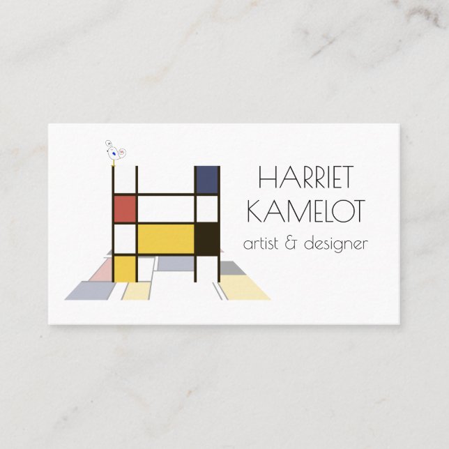 Neoplasticism style art monogram. Letter H Business Card (Front)
