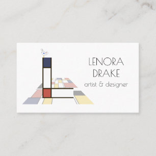 Neoplasticism style art monogram. Letter L Business Card
