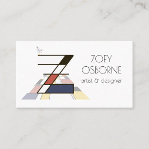 Neoplasticism style art monogram. Letter Z Business Card