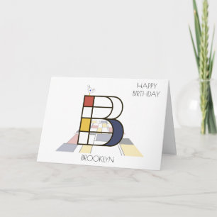 Neoplasticism Style Monogram. Letter B Card