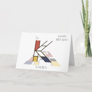 Neoplasticism Style Monogram. Letter K Card