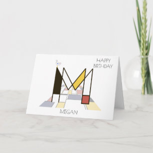 Neoplasticism Style Monogram. Letter M Card