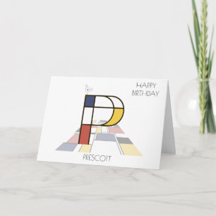 Neoplasticism Style Monogram. Letter P Card