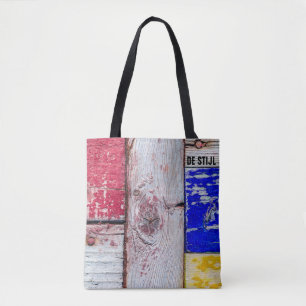 Neoplasticism style wooden art funny unique tote bag