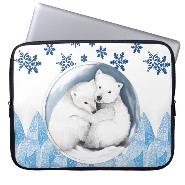 Neoprene Christmas Laptop Sleeve 15 in. Polar Bear (Front)