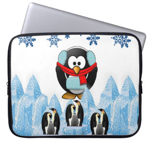 Neoprene Christmas Laptop Sleeve 15 inch, Penguin