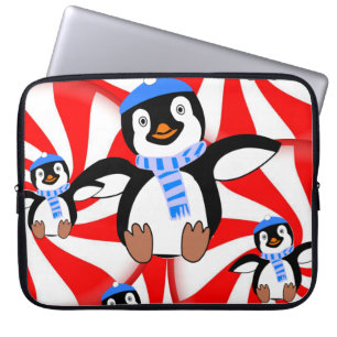 Neoprene Christmas Laptop Sleeve 15 inch, Penguin