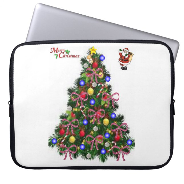 Neoprene Christmas Laptop Sleeve 15 inch, Santa (Front)