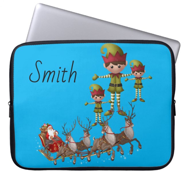 Neoprene Christmas Laptop Sleeve 15 inch, Santa (Front)