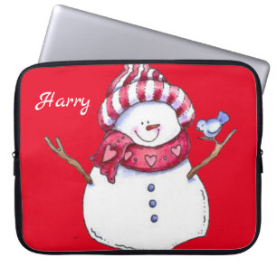 Neoprene Christmas Laptop Sleeve 15 inch, Snowman