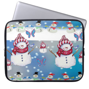 Neoprene Christmas Laptop Sleeve 15 inch, Snowman