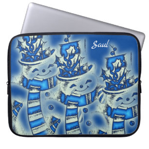 Neoprene Christmas Laptop Sleeve 15 inch, Snowman