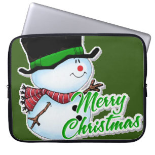Neoprene Christmas Laptop Sleeve 15 inch, Snowman