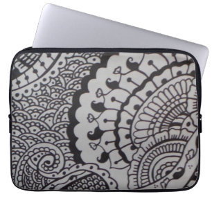 Neoprene laptop sleeve with henna design