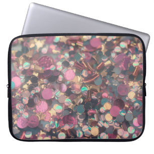 Neoprene Pink Confetti Gold Glitter Laptop Case
