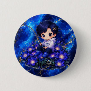Neos Kawaii Zodiac Acquarius 6 Cm Round Badge