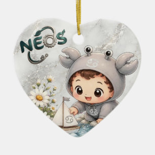 Neos Kawaii Zodiac Cancer Ceramic Ornament
