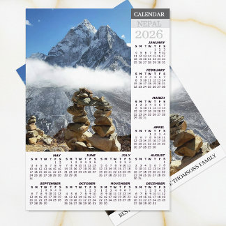 Nepal 2026 Calendar Card, Ama Dablan, Sagarmatha Holiday Card