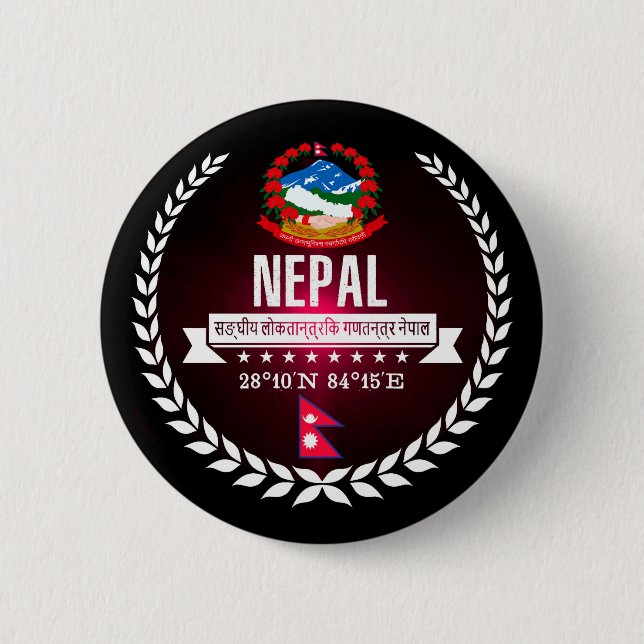 Nepal 6 Cm Round Badge (Front)