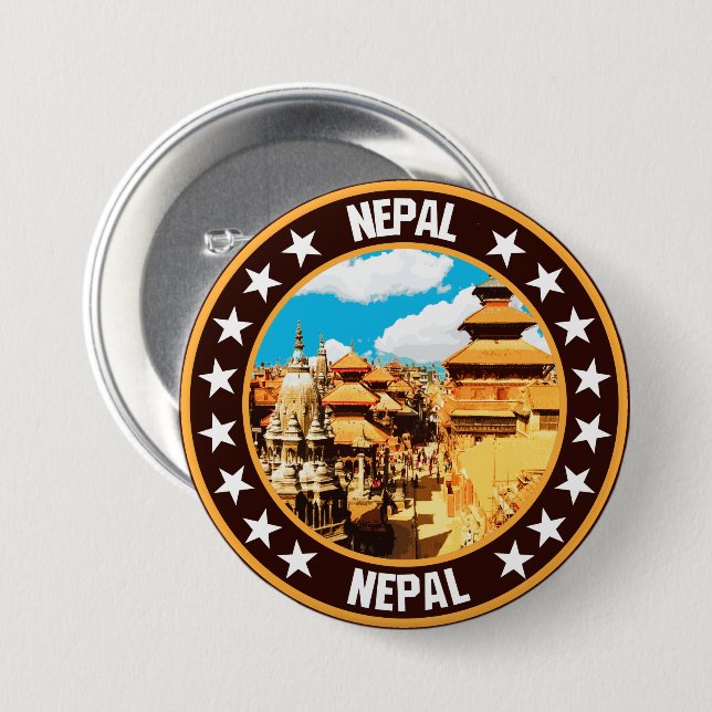 Nepal                                              7.5 cm round badge (Front & Back)