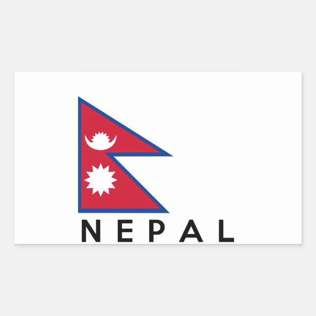 nepal country flag symbol name text rectangular sticker (Front)