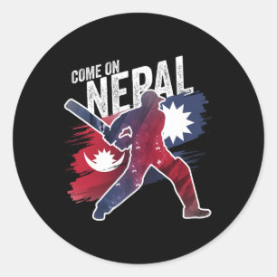 Nepal Cricket Jersey Nepali Flag Supporter Cricket Classic Round Sticker