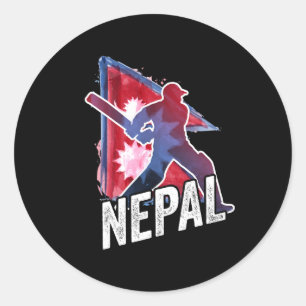 Nepal Cricket Jersey Nepali Flag Supporter Cricket Classic Round Sticker