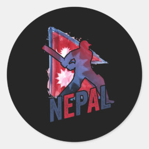 Nepal Cricket Jersey Nepali Flag Supporter Cricket Classic Round Sticker